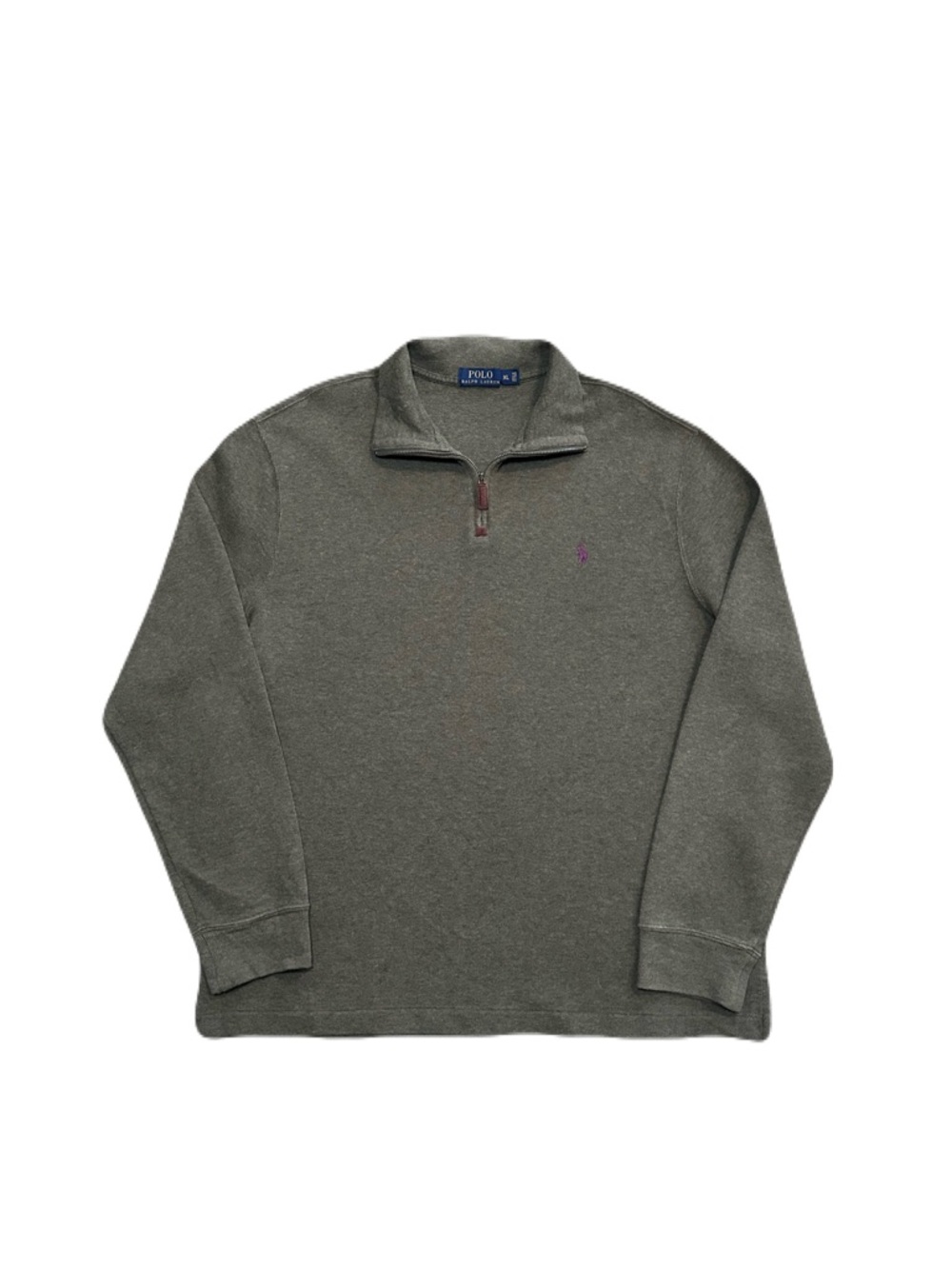 Polo Ralph Lauren Sweater Mens XL Green 1/4 Zip Estate Rib Purple Pony